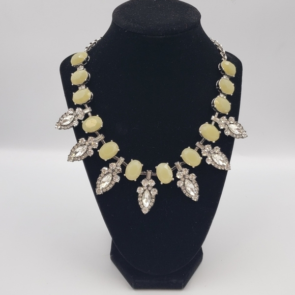Lia Sophia Statement Necklace Pale Yellow Beads Crystal Gemstone - Picture 3 of 11
